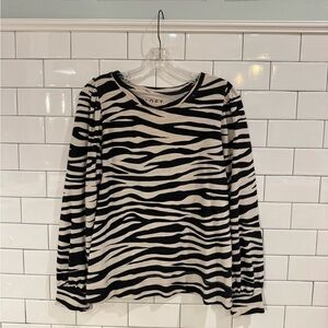 LOFT Black and White Zebra Patterned Top